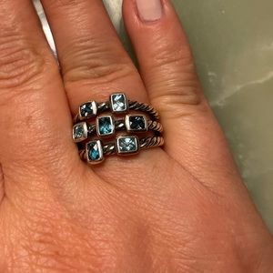David Yurman size 7 - blue topaz - confetti ring sterling silver